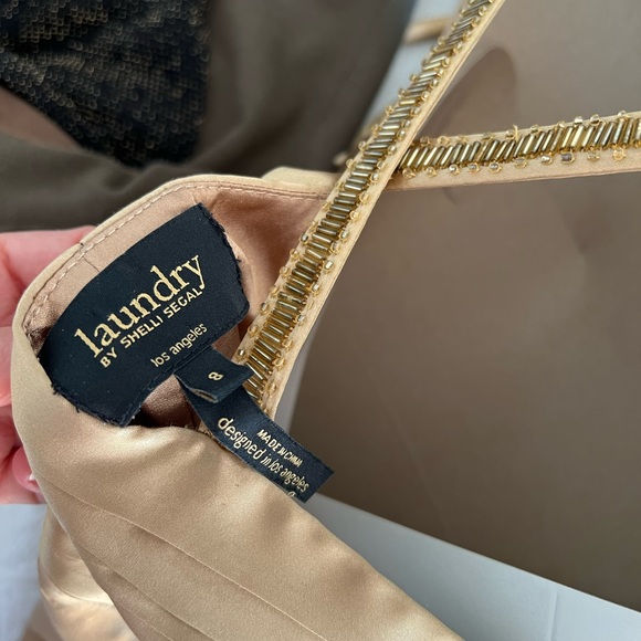 Boutique Golden Gown Maxi Dress Laundry By Shelli Segal - Picture 16 of 16